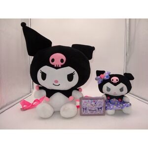 Sanrio KUROMI 14" Plush Backpack HOT TOPIC Bioworld Cute Bag Wallet Kuromi Plush